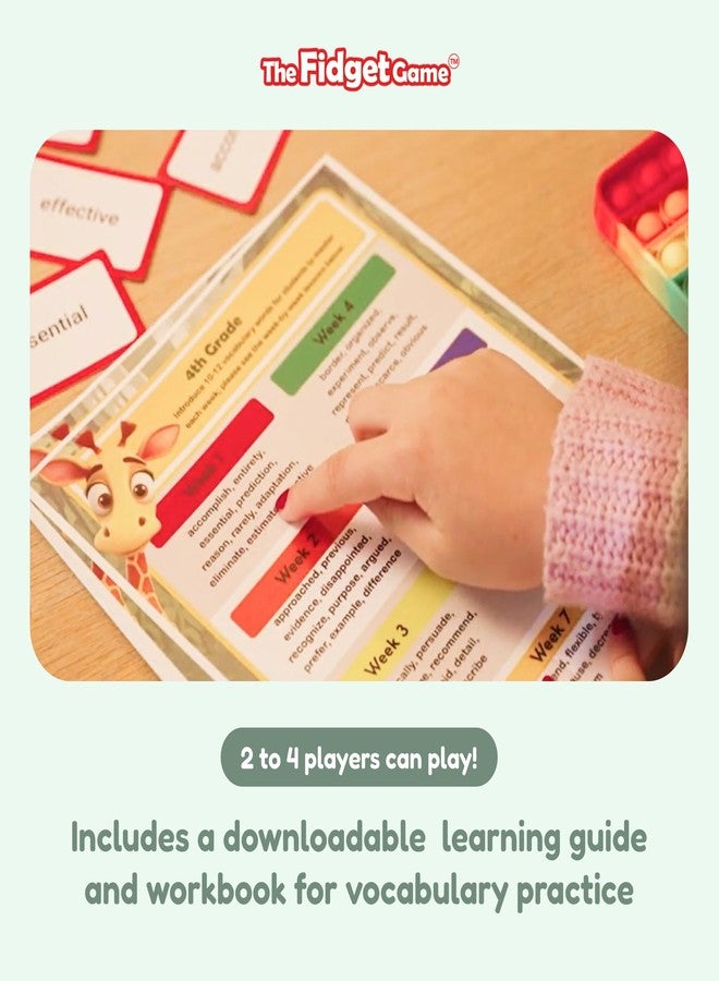 THE FIDGET GAME Vocabulary Words, Flash Card Game, Grade 4-6, Ages 9-12, Develop Communication and Reading Comprehension Skills, Fidget Mats, Learning Guide & PDF Workbook Included - Image 5